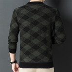 009 Crewneck Merino Wool Checkered Sweater // Dark Green (L)