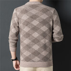 008 Crewneck Merino Wool Checkered Sweater // Tan (M)