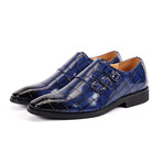 3 Buckle Oxford // Crocodile Embossed // Blue (Euro: 47)