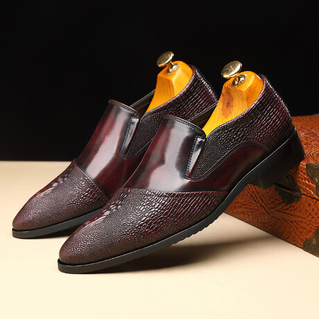 Patent Top Loafer // Crocodile Embossed // Burgundy (Euro: 40)