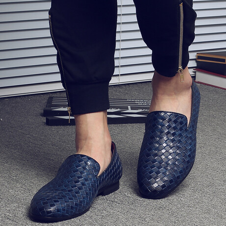 Square Embossed Loafer // Blue (Euro: 40)