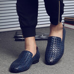 Square Embossed Loafer // Blue (Euro: 41)