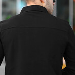 Textured Comfortable Thin Shirt-Jacket // Black (L)