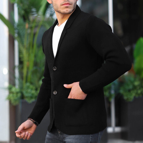 Pocket Detailed Knitwear Jacket // Black (L)