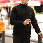 Half Zip Fleece Sweatshirt // Black (XL)