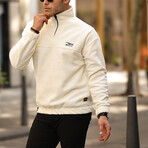 Half Zip Fleece Sweatshirt // White (L)