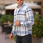 Striped Checkered Lumberjack Fit Shirt // Blue (M)