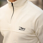 Half Zip Fleece Sweatshirt // White (S)