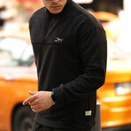 Half Zip Fleece Sweatshirt // Black (M)