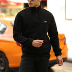 Half Zip Fleece Sweatshirt // Black (XL)