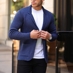 Pocket Detailed Knitwear Jacket // Indigo (L)