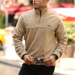 Half Zip Fleece Sweatshirt // Beige (M)