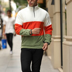 Half-Zipped Fleece Sweatshirt // Green (S)