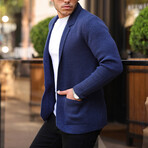 Pocket Detailed Knitwear Jacket // Indigo (L)