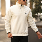 Half Zip Fleece Sweatshirt // White (L)