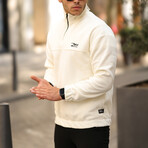 Half Zip Fleece Sweatshirt // White (L)