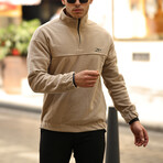 Half Zip Fleece Sweatshirt // Beige (S)