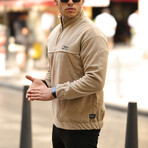 Half Zip Fleece Sweatshirt // Beige (L)