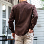 Suede Shirt-Jacket // Dark Brown (2XL)