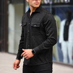 Suede Shirt-Jacket // Black (L)