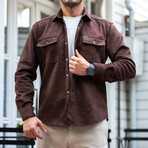 Suede Shirt-Jacket // Dark Brown (2XL)