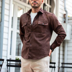 Suede Shirt-Jacket // Dark Brown (S)