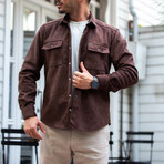 Suede Shirt-Jacket // Dark Brown (L)