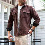 Suede Shirt-Jacket // Dark Brown (XL)