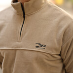 Half Zip Fleece Sweatshirt // Beige (L)