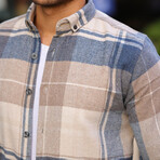 Striped Checkered Lumberjack Fit Shirt // Light Blue (L)