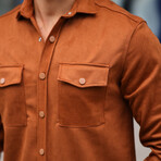 Suede Shirt-Jacket // Light Brown (M)