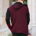 Poncho Cardigan with Patterned Sleeves​ // Burgundy (XL)