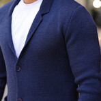 Pocket Detailed Knitwear Jacket // Indigo (L)