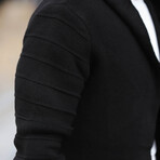 Plain Hooded Poncho Cardigan // Black (S)