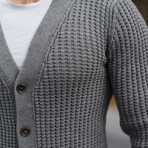 Roving Knitted Buttoned Cardigan // Smoked (S)