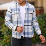 Striped Checkered Lumberjack Fit Shirt // Blue (L)