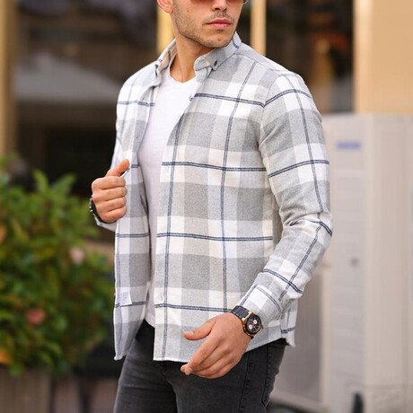 Checkered Lumberjack Fit Shirt // White (S)