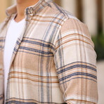 Striped Checkered Lumberjack Fit Shirt // Beige (L)