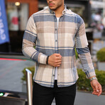 Striped Checkered Lumberjack Fit Shirt // Light Blue (M)