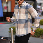 Striped Checkered Lumberjack Fit Shirt // Light Blue (M)