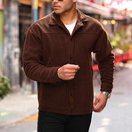 Comfortable Fleece Jacket // Brown (L)