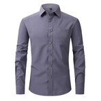 Solid Long Sleeve Button Up // Dark Gray (M)