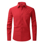 Solid Long Sleeve Button Up // Red (XL)