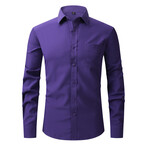 Solid Long Sleeve Button Up // Purple (XL)