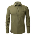 Solid Long Sleeve Button Up // Olive Green (M)