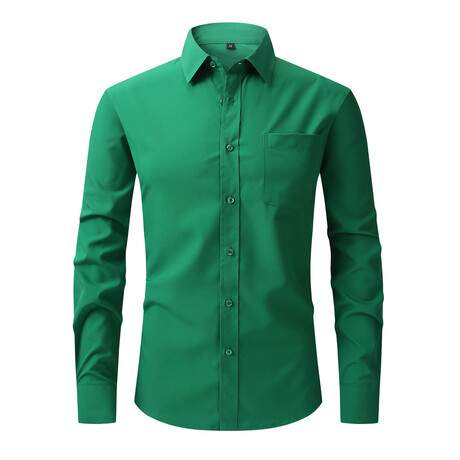 Solid Long Sleeve Button Up // Green (XS)