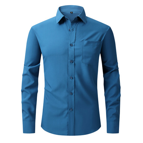 Solid Long Sleeve Button Up // Bright Blue (XS)