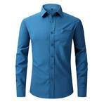 Solid Long Sleeve Button Up // Bright Blue (L)