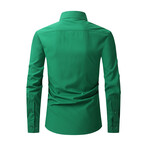 Solid Long Sleeve Button Up // Green (L)