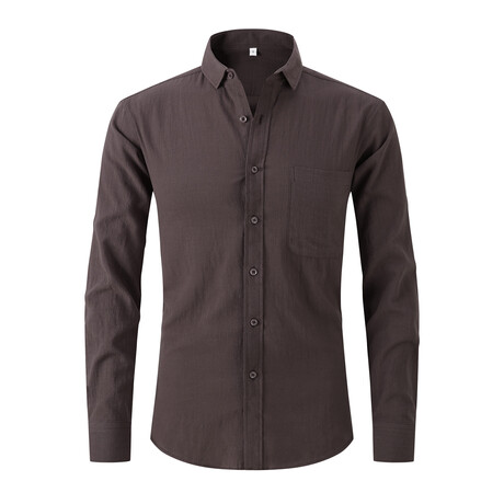 Solid Long Sleeve Button Up // Gray Brown (XS)